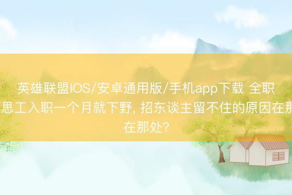 英雄联盟IOS/安卓通用版/手机app下载 全职好意思工入职一个月就下野, 招东谈主留不住的原因在那处?