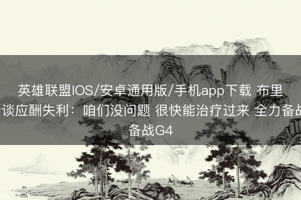英雄联盟IOS/安卓通用版/手机app下载 布里奇斯谈应酬失利：咱们没问题 很快能治疗过来 全力备战G4